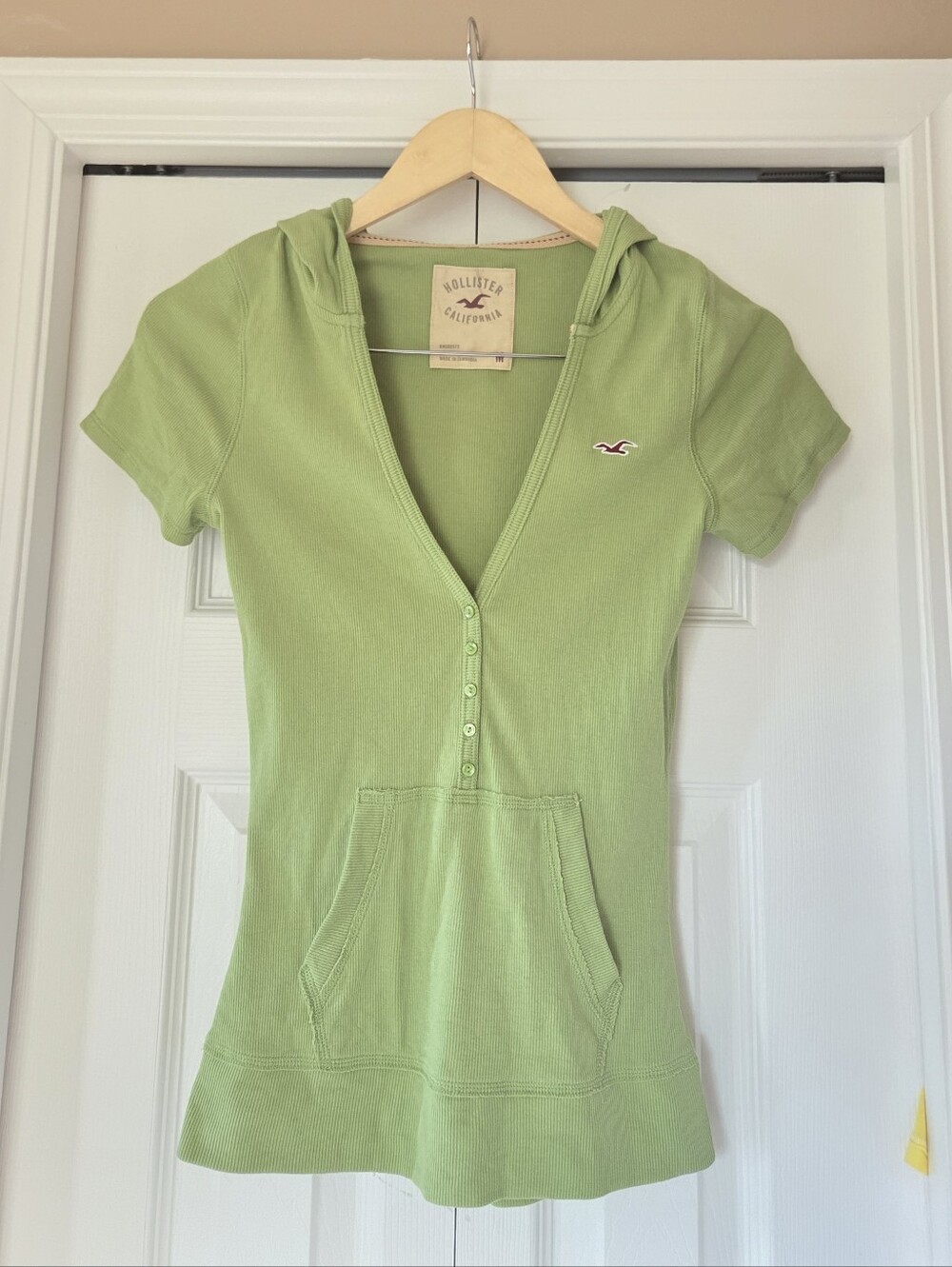 Hollister Green Button Down Hoodie